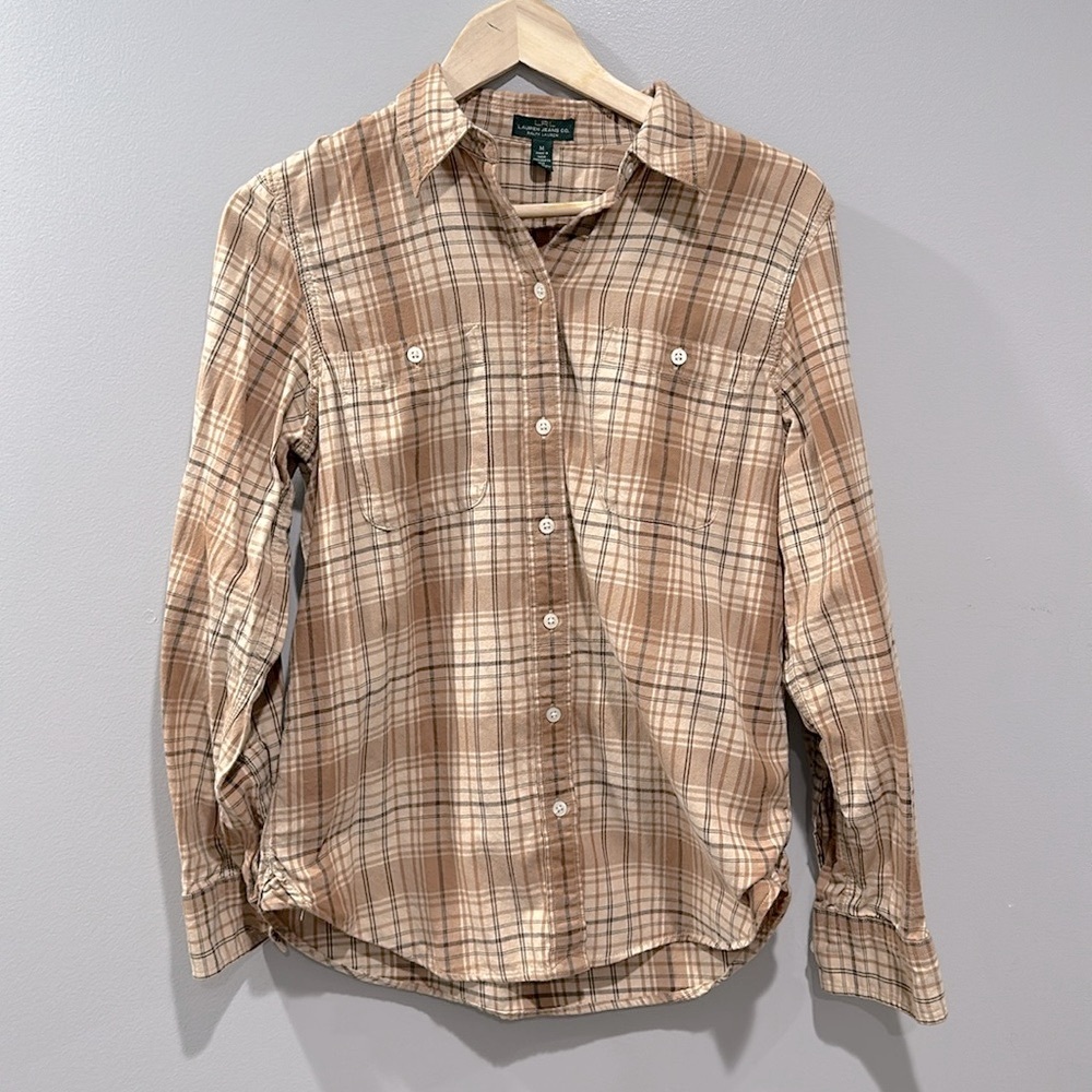 Ralph Lauren Beige Checkered Button Down Shirt